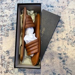 J. Crew- Sorrento padded leather sandals in rich caramel. Never been worn.